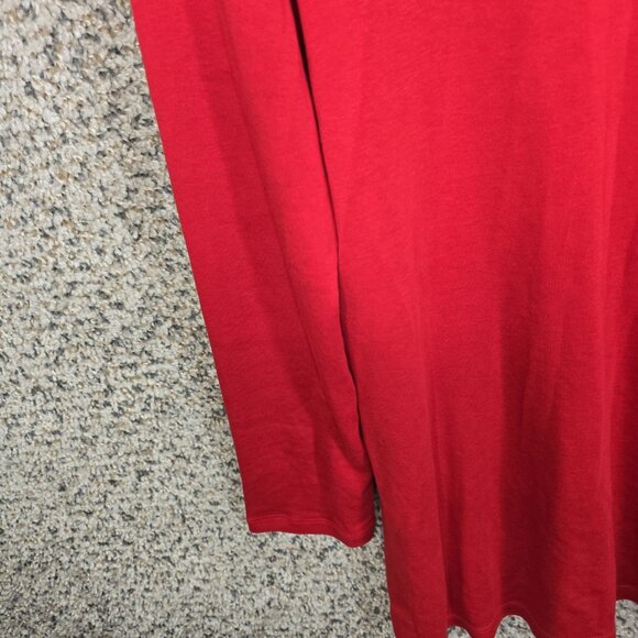 J Jill Top Womens Large Red Perfect Pima Side Vent Turtleneck Tunic Casual - Picture 3 of 7